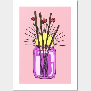 cute flowers in pink jar Posters and Art